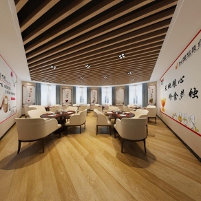 现代餐厅书吧3D模型下载